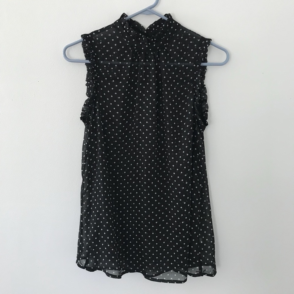 High neck ruffle sleeveless blouse